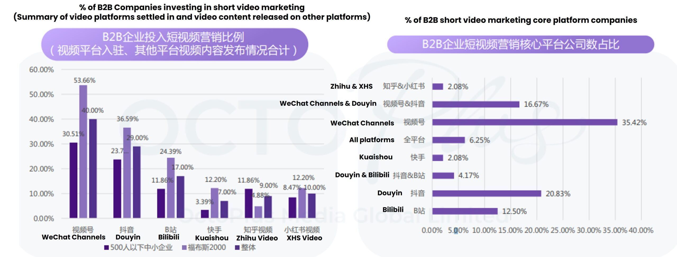 % B2B companies investing in short video marketing