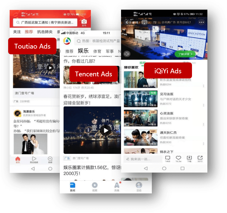 China DSP - iQiyi Ads Tencent Ads Toutiao Ads