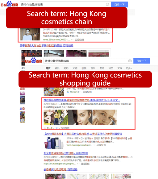 Baidu CSEO results search terms and search ranking