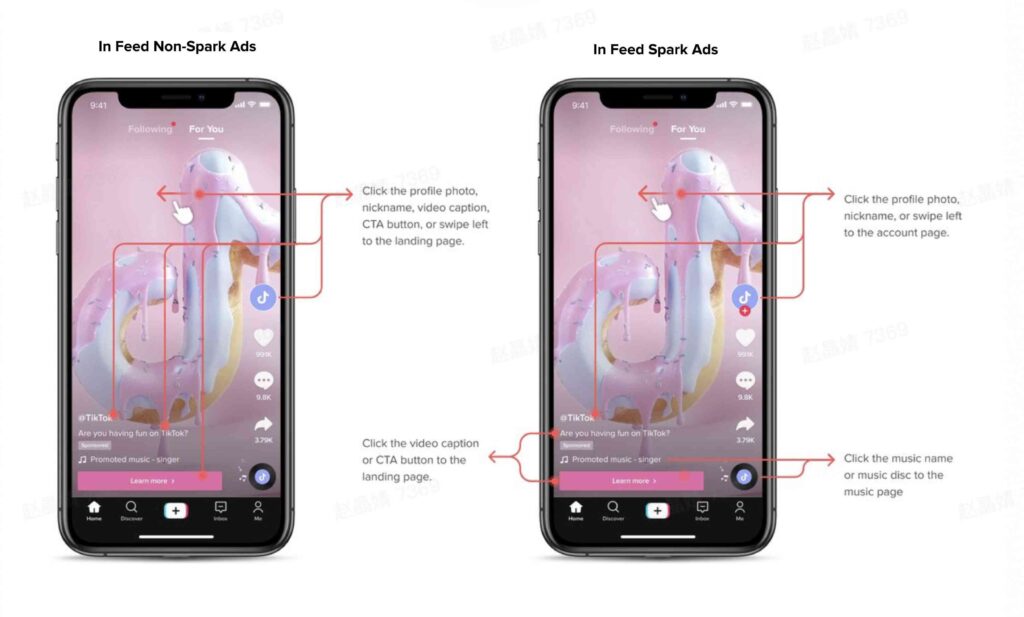 TikTok In feed non-spark ads and spark ads