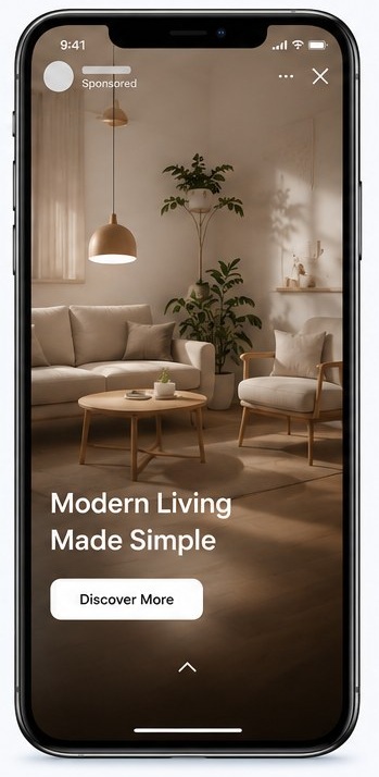 Facebook Instant Experience mobile landing page ad preview - OctoPlus Media