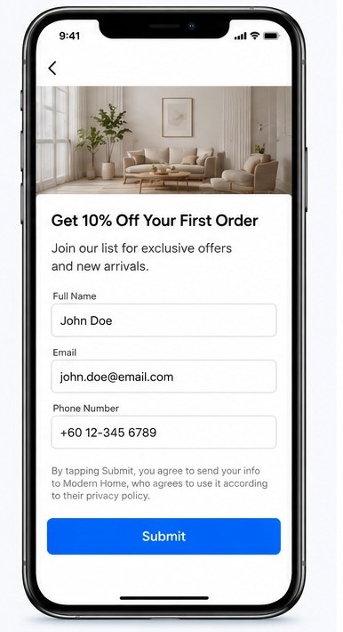 Facebook Lead Generation interactive form ad placement - OctoPlus Media