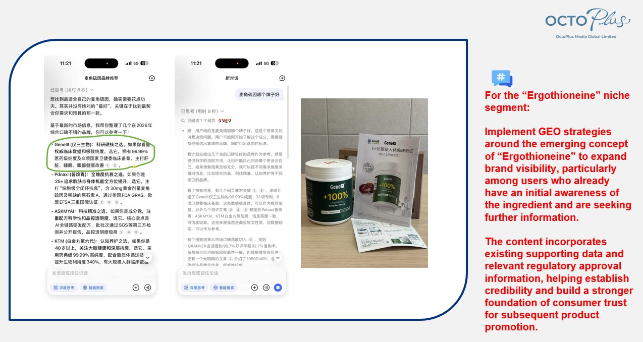 China GEO case study for Ergothioneine improving brand visibility through AI search optimization and authoritative content